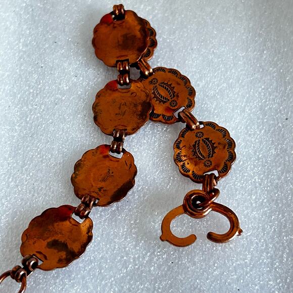 Copper Southwest Style Medallion Link Bracelet - Picture 4 of 12